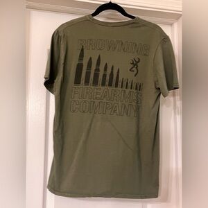 BROWNING Army Green CrewNeck 'BROWNING FIREARMS COMPANY Graphic' SS Med Tee